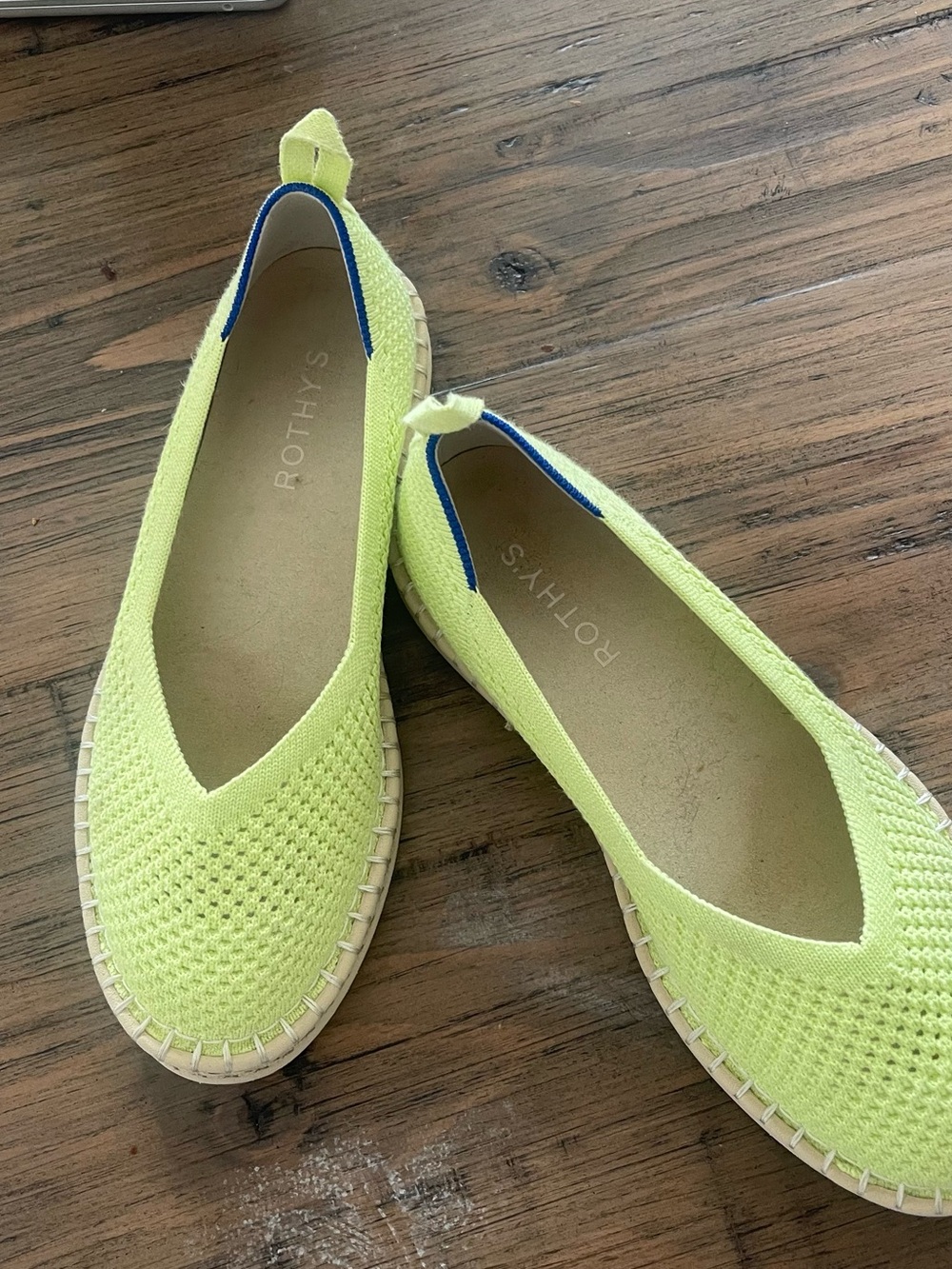 Rothy's Neon Lime Knit Espadrille Flats